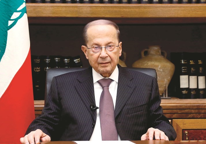 الرئيس ميشال عون خلال إعلانه في كلمته المتلفزة عن تأجيل جلسة مجلس النواب لمدة شهر واحد          (محمود الطويل)