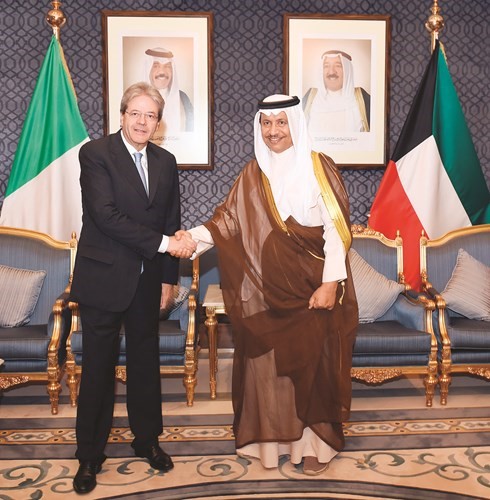 سمو الشيخ جابر المبارك ورئيس وزراء إيطاليا باولو جنتلوني ﻿