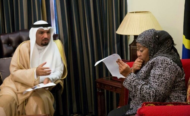 السفير جاسم الناجم ونائبة الرئيس التنزاني سامية سولوهو حسن﻿