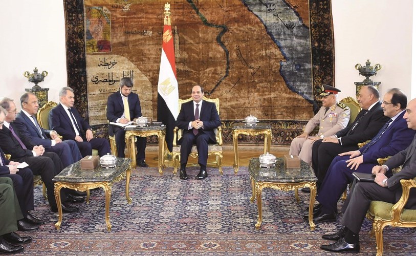 الرئيس عبدالفتاح السيسي مستقبلا وزيري الدفاع والخارجية الروسيين ﻿