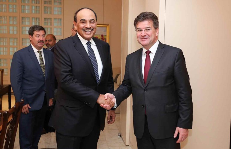 الشيخ صباح الخالد خلال لقائه الأمين العام الجديد للجمعية العمومية للأمم المتحدة