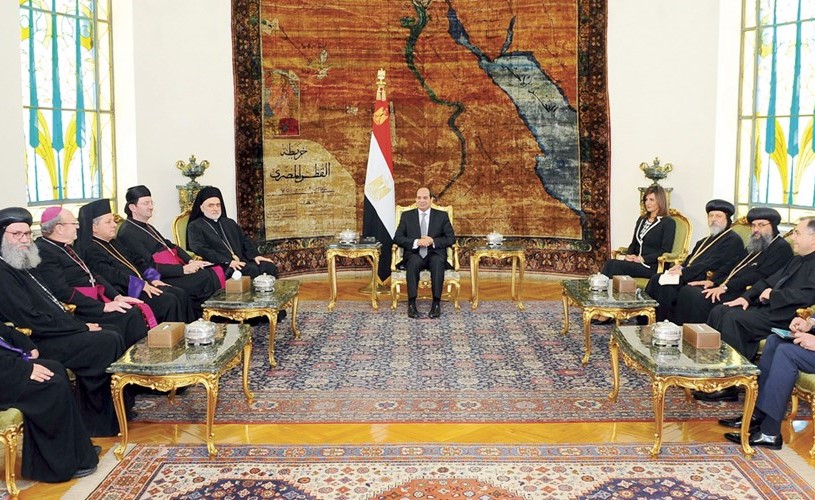 الرئيس عبدالفتاح السيسي مستقبلا ممثلي كنائس أستراليا ونيوزيلاندا ﻿