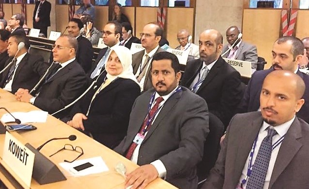 الوزيرة هند الصبيح مترئسة وفد الكويت خلال الاجتماع ﻿