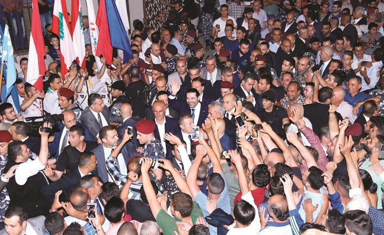 رئيس الحكومة سعد الحريري خلال رعايته مأدبة سحور أقامتها منسقية تيار المستقبل في المنية - طرابلس في شمال لبنان	(محمود الطويل)﻿