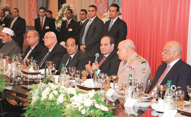 الرئيس عبد الفتاح السيسي متحدثا خلال إفطار القوات المسلحة في ذكرى نصر العاشر من رمضان﻿