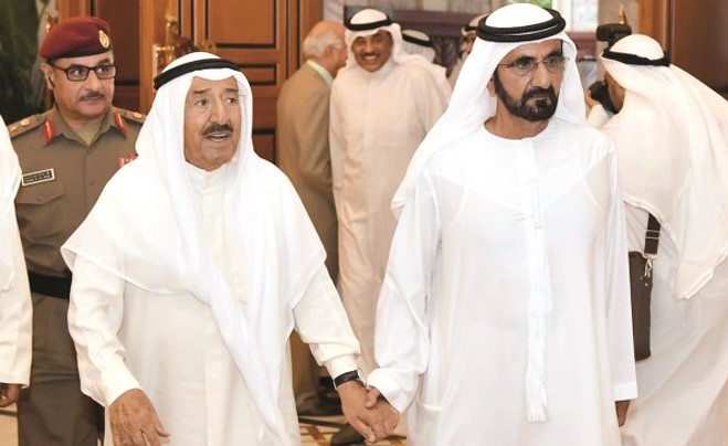 صاحب السمو الأمير الشيخ صباح الأحمد وصاحب السمو الشيخ محمد بن راشد في دبي مساء الأربعاء﻿