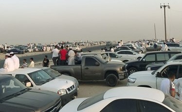 تجمهر كبير من المستهترين والمتابعين بإحدى المناطق البرية﻿