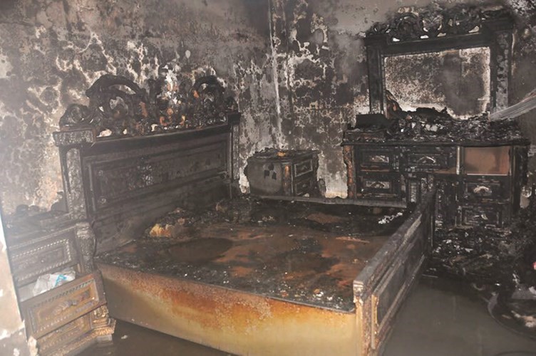 آثار حريق منزل العارضية﻿