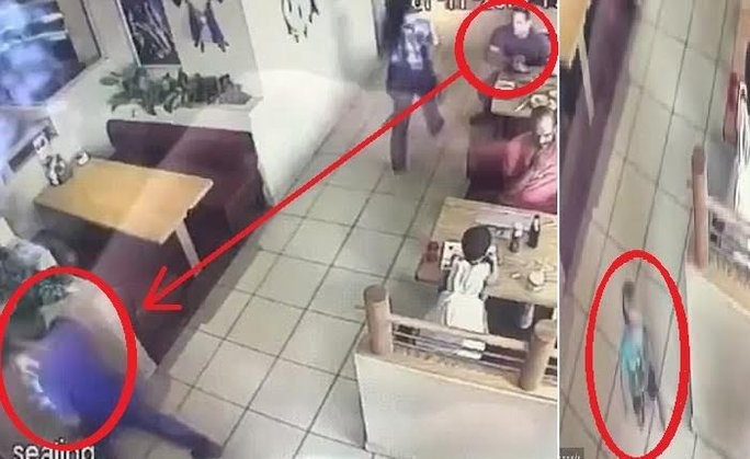 بالفيديو.. لحظة خطف طفل في مطعم وتدخل الأب أنقذه