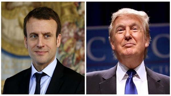  الرئيس الأميركي دونالد ترامب ونظيره الفرنسي إيمانويل ماكرون
