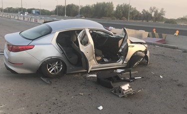 السياره تحطمت بعد الحادث﻿