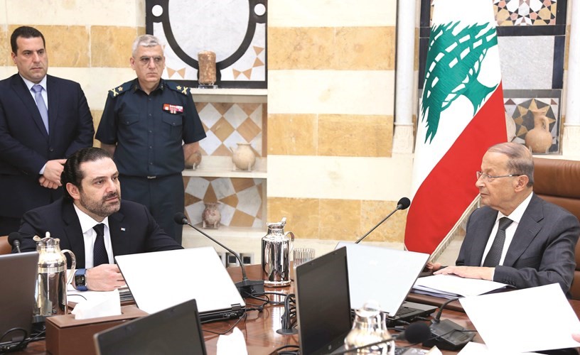 الرئيس العماد ميشال عون مترئسا جلسة مجلس الوزراء في بعبدا (محمود الطويل)﻿