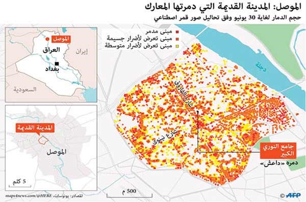 العبادي يعلن رسمياً من الموصل النصر على «داعش» ويطمئن مسيحيي المدينة بعد طرد التنظيم المتطرف