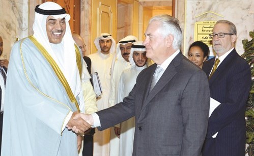  الشيخ صباح الخالد مستقبلا وزير خارجية الولايات المتحدة الأميركية ريكس تيلرسون ﻿