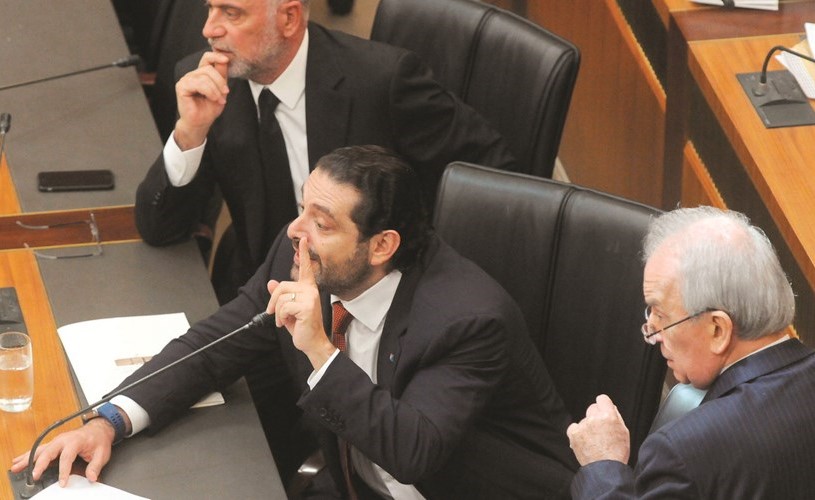رئيس الحكومة سعد الحريري خلال مناقشة البرلمان عددا من الضرائب الجديدة	(محمود الطويل)﻿