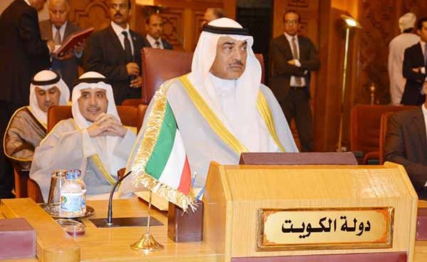  الشيخ صباح الخالد النائب الأول لرئيس مجلس الوزراء ووزير الخارجية مترئسا وفد الكويت بالدورة غير العادية لمجلس الجامعة العربية في القاهرة امس (كونا)