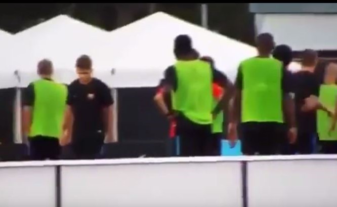 بالفيديو .. هوشة ما بين البرازيلي نيمار و الوافد الجديد البرتغالي سيميدو .. خلال تدريبات برشلونة