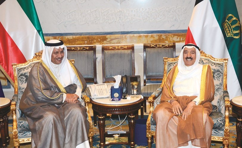 صاحب السمو خلال استقباله سمو رئيس الوزراء الشيخ جابر المبارك﻿