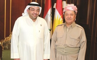 رئيس التحرير الزميل يوسف خالد المرزوق مع رئيس إقليم كردستان مسعود البارزاني(هاني الشمري)﻿
