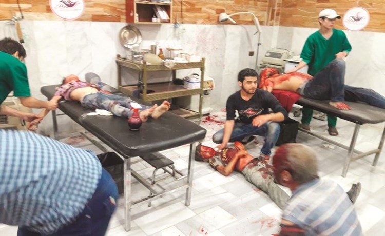 جرحى ومصابون في قصف النظام على الغوطة الشرقية (شام)﻿