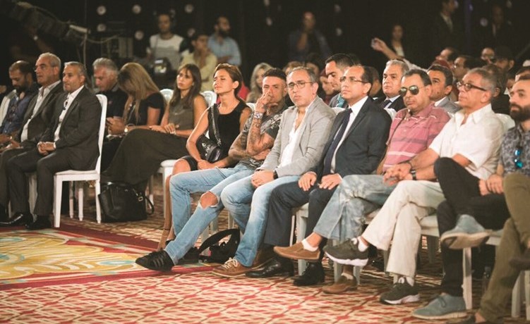 جانب من حضور المؤتمر وعلى رأسهم نيلي كريم وأحمد الفيشاوي﻿