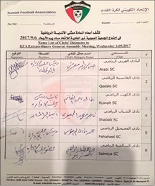 كشف حضور ممثلي الأندية ﻿
