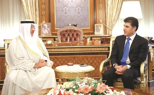 نيجيرفان البارزاني خلال استقبال د.عمر الكندري في أربيل﻿