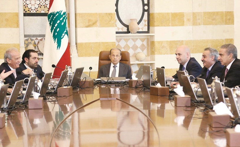 الرئيس العماد ميشال عون مترئسا جلسة مجلس الوزراء في بعبدا 	(محمود الطويل)﻿