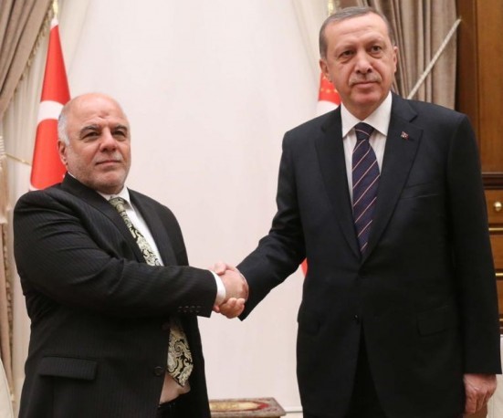 الرئيس التركي رجب طيب أردوغان ورئيس الوزراء العراقي حيدر العبادي
