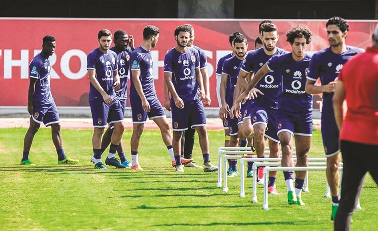 نجوم الاهلي خلال التدريبات ﻿