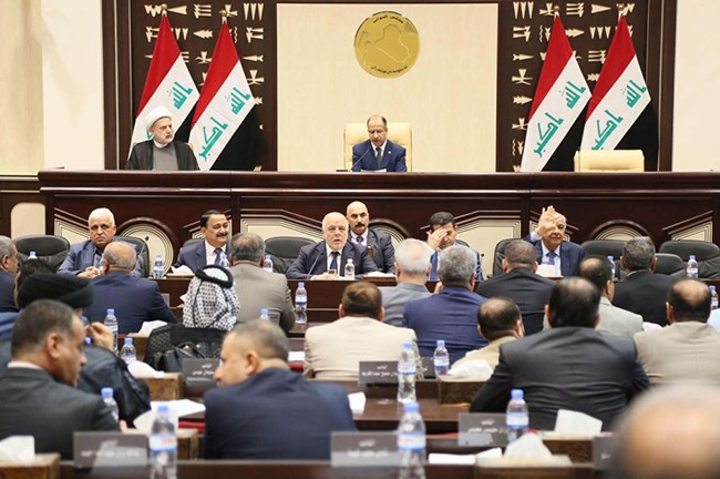 رئيس الوزراء العراقي حيدر العبادي في كلمة امام البرلمان