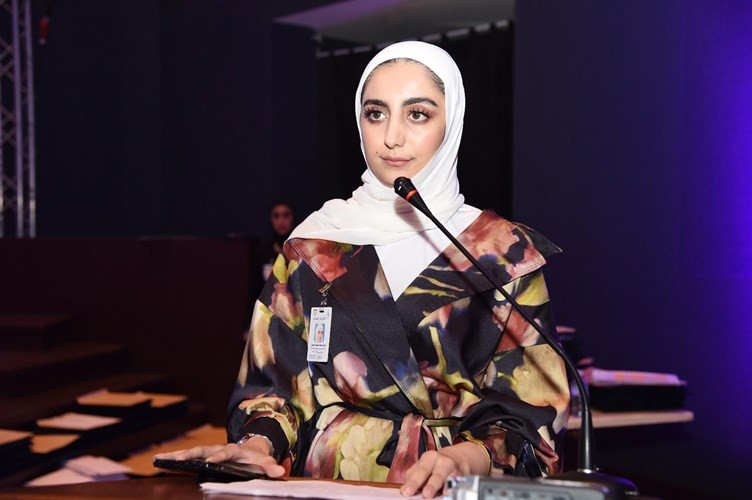 نائب رئيس اتحاد الطلبة شهد شبيب خلال الحفل ﻿