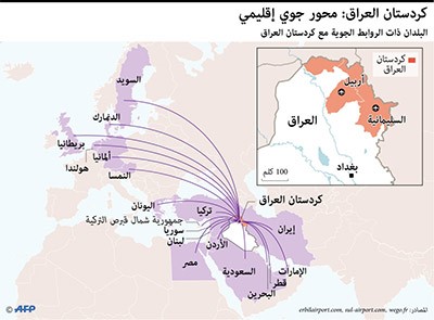 العراق يفرض حظراً جوياً على كردستان يبدأ مساء اليوم
