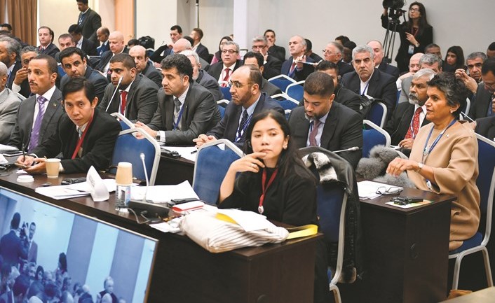 صفاء الهاشم اثناء الاجتماع التنسيقي على هامش اعمال المؤتمر ١٣٧ للاتحاد البرلماني الدولي﻿