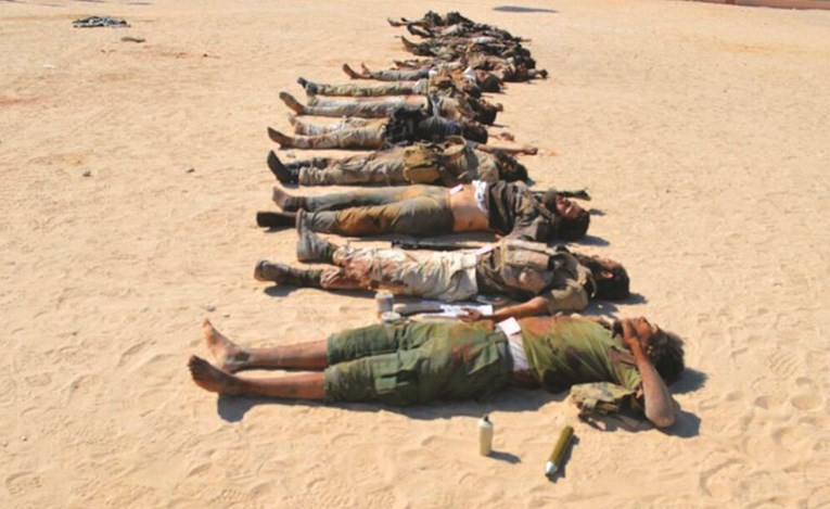 مجموعة من العناصر الإرهابية التي سقطت خلال الهجوم الفاشل على كمين القواديس بالعريش ﻿