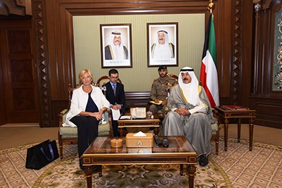 الشيخ محمد الخالد خلال لقائه نظيرته الإيطالية 