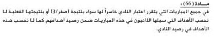 المادة 66 من لائحة المسابقات﻿
