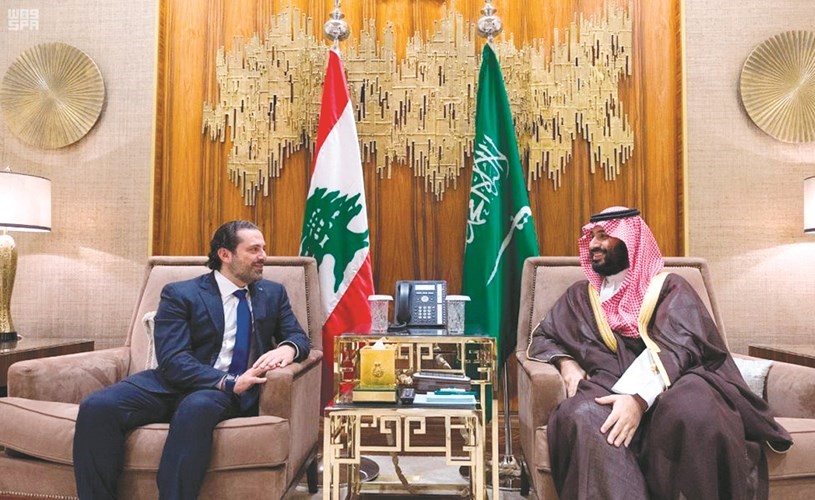 صاحب السمو الملكي الأمير محمد بن سلمان ولي العهد نائب رئيس مجلس الوزراء مستقبلا رئيس الحكومة سعد الحريري 	(واس)﻿