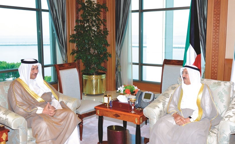 صاحب السمو الامير خلال استقباله سمو رئيس الوزراء الشيخ جابر المبارك﻿