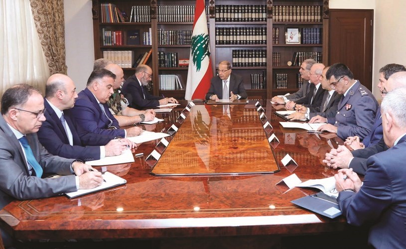 الرئيس العماد ميشال عون خلال ترؤسه اجتماعا أمنيا وقضائيا	 (محمود الطويل)﻿