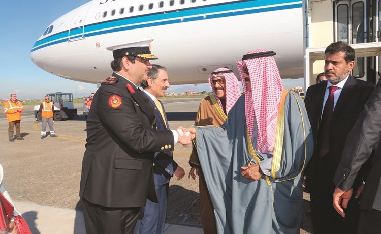 سمو ولي العهد الشيخ نواف الاحمد لدى وصوله إلى روما ﻿