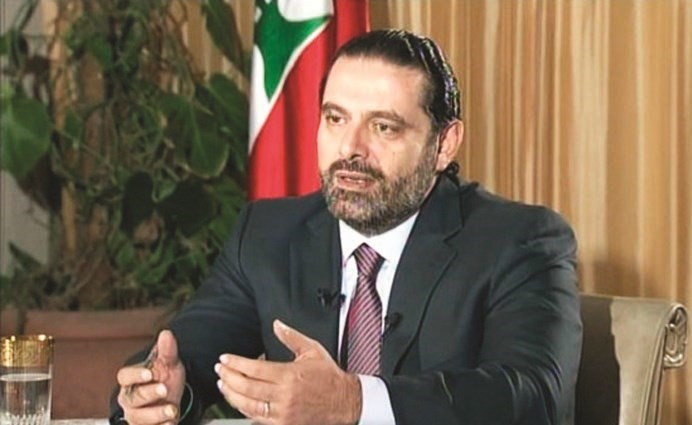 رئيس الوزراء اللبناني المستقيل سعد الحريري خلال المقابلة التلفزيونية﻿