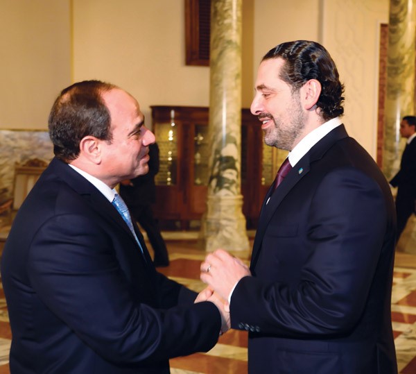 الرئيس عبد الفتاح السيسي مستقبلا رئيس وزراء لبنان المستقيل سعد الحريري