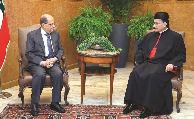 الرئيس العماد ميشال عون مستقبلا البطريرك بشارة الراعي في بعبدا -(محمود الطويل)﻿