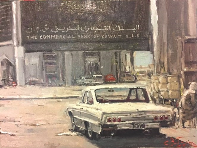 اللوحات عكست جانبا من الأسواق والمؤسسات المرتبطة ببداية فترة العقد الذهبي للكويت﻿