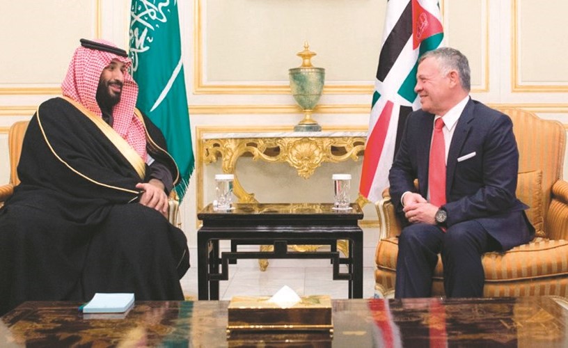  وصاحب السمو الملكي الأمير محمد بن سلمان مستقبلا الملك عبدالله الثاني بن الحسين ﻿