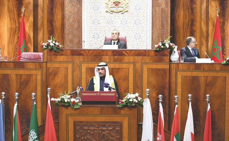 الرئيس الغانم خلال كلمته أمام القمة الطارئة للاتحاد البرلماني العربي﻿
