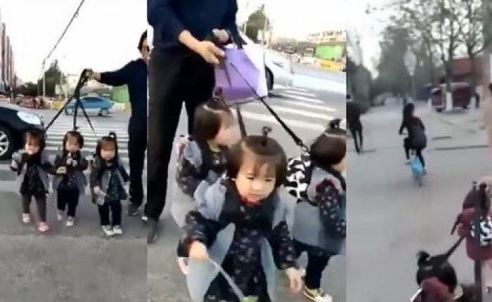 فيديو لجد مع أحفاده الثلاثة يثير ضجة على مواقع التواصل