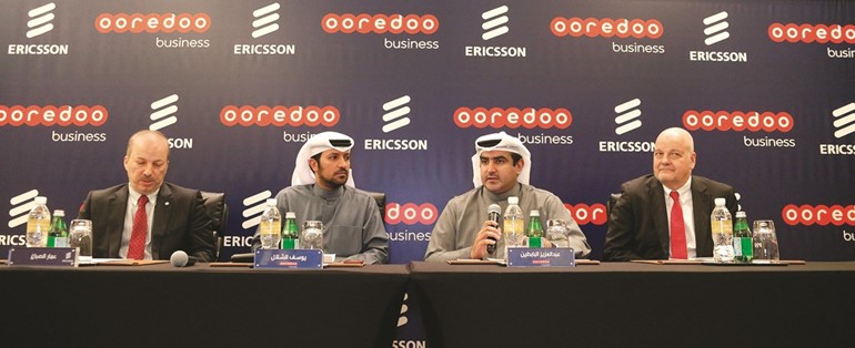 ممثلو Ooredoo وإريكسون خلال المؤتمر الصحفي							(عادل سلامة)﻿