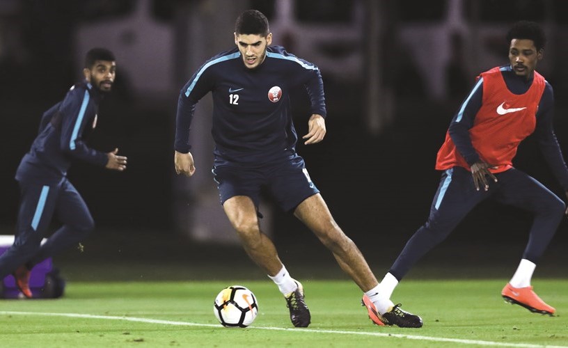 كريم بوضياف في التدريبات الاخيرة لمنتخب قطر ﻿